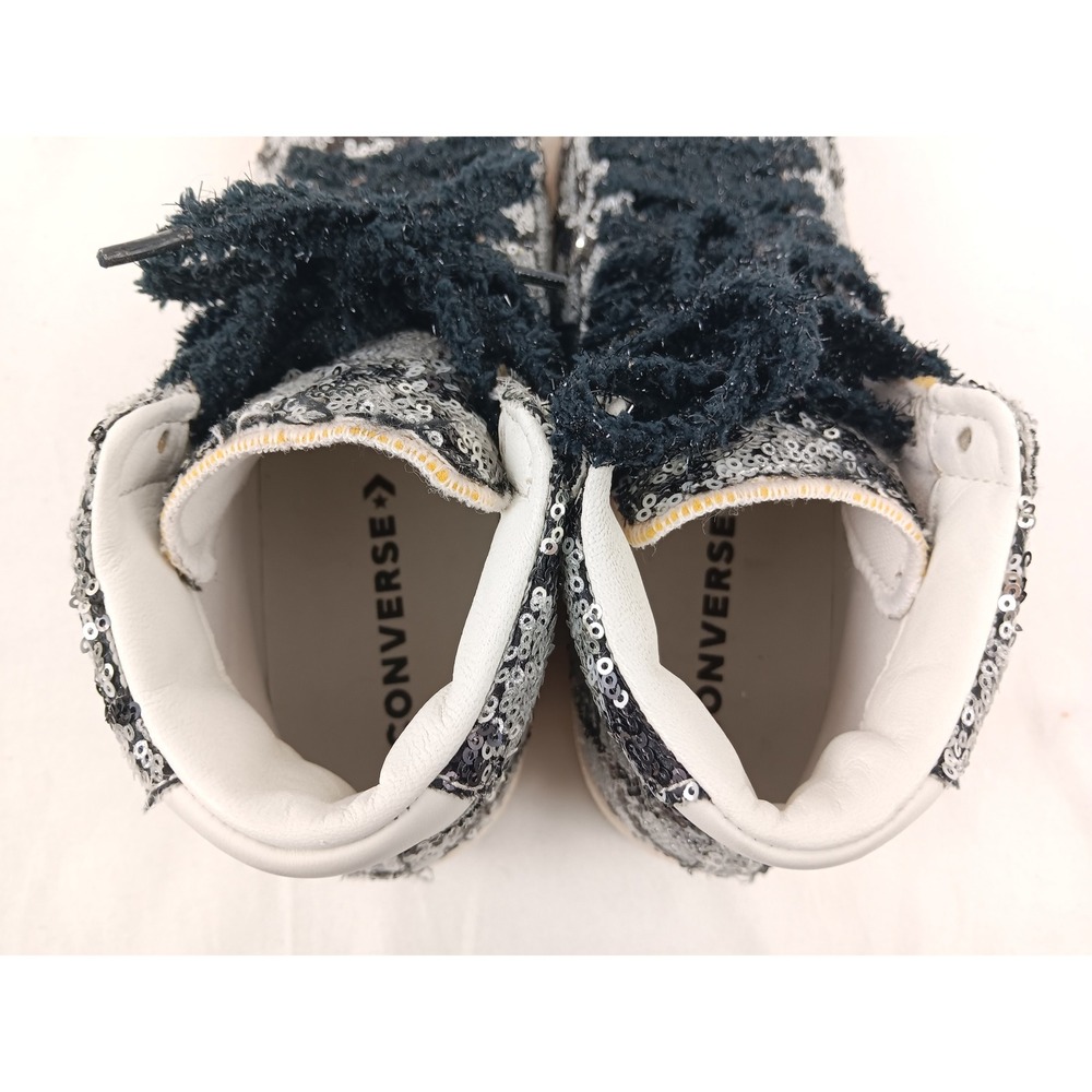 Converse Pro Leather High Top Sequin Snakequins Black Silver Sneakers Women's‎ 9 - Picture 10 of 11